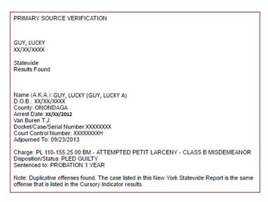 Figure 4 - NYS OCA Results Passed to Client