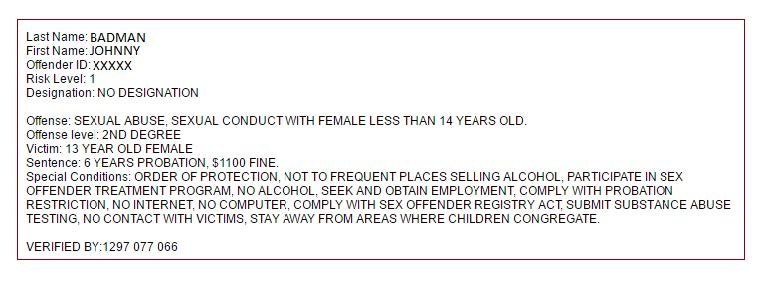 New York State Sex Offender Registry Results